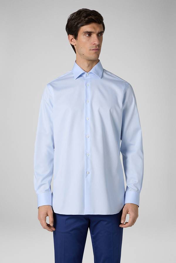Pal Zileri Camicia azzurra in cotone con collo Milano Qualità Garantita