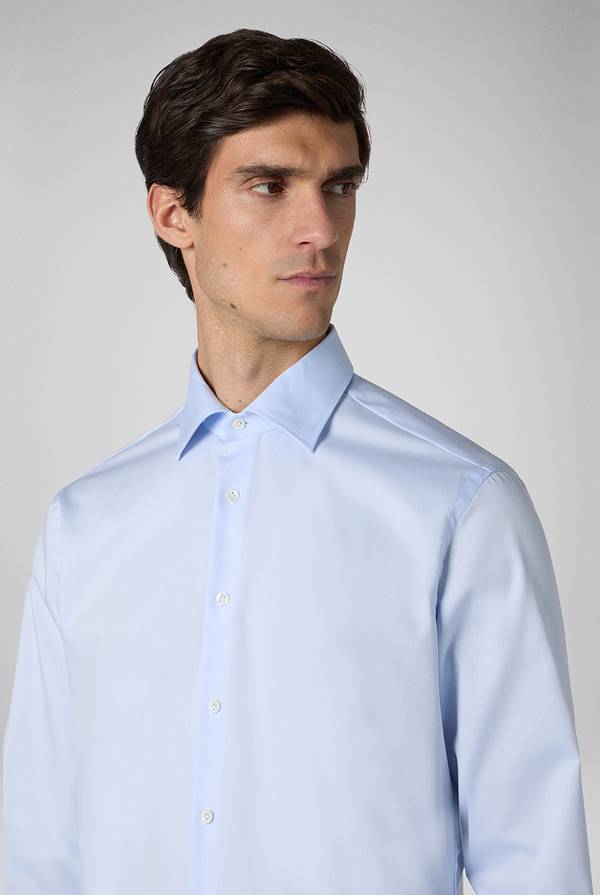 Pal Zileri Camicia azzurra in cotone con collo Milano Qualità Garantita