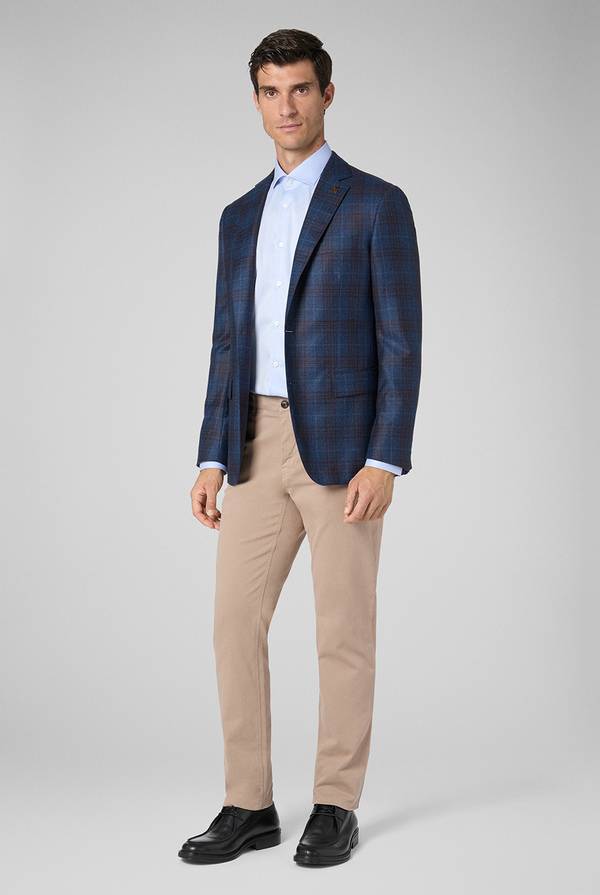 Pal Zileri Pantaloni chino tinti in capo in cotone e tencel stretch Promozione