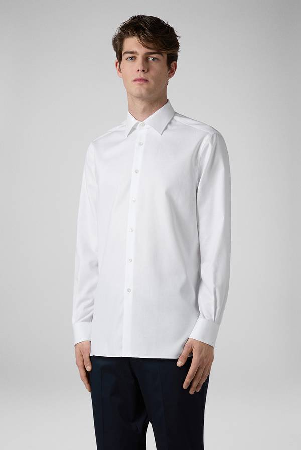 Pal Zileri Camicia bianca in cotone con micro struttura In Linea