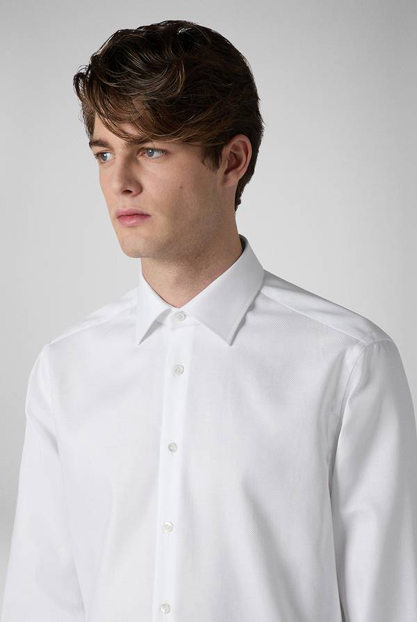 Pal Zileri Camicia bianca in cotone con micro struttura In Linea