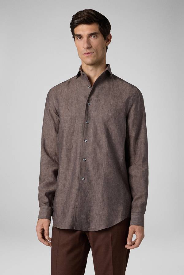 Pal Zileri Camicia in lino marrone Nuovo