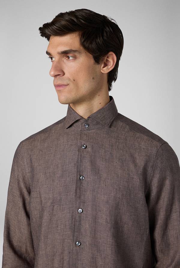 Pal Zileri Camicia in lino marrone Nuovo