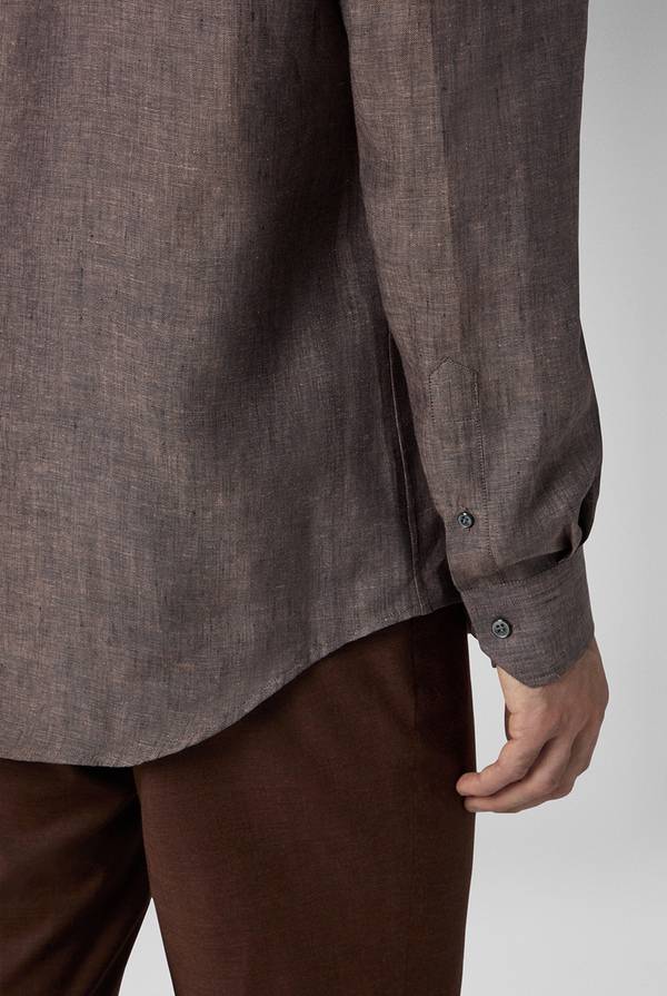 Pal Zileri Camicia in lino marrone Nuovo