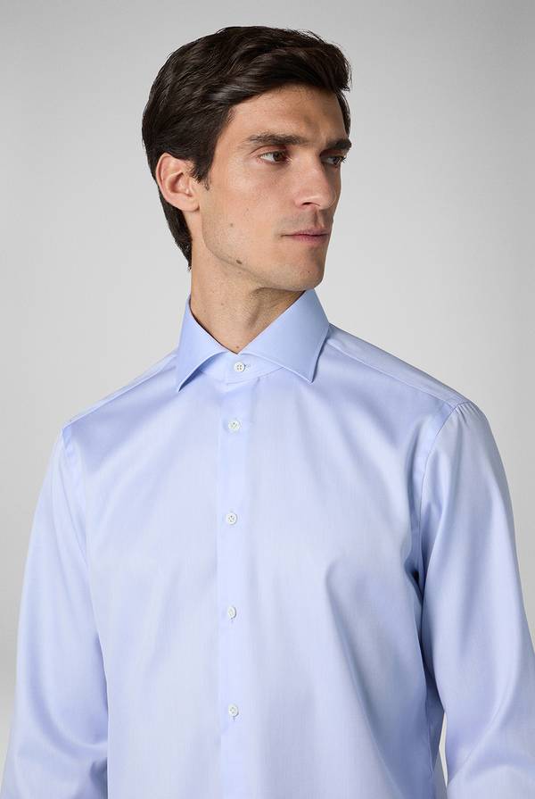 Pal Zileri Camicia in cotone con trattamento anti-piega azzurra Spedizione Gratuita
