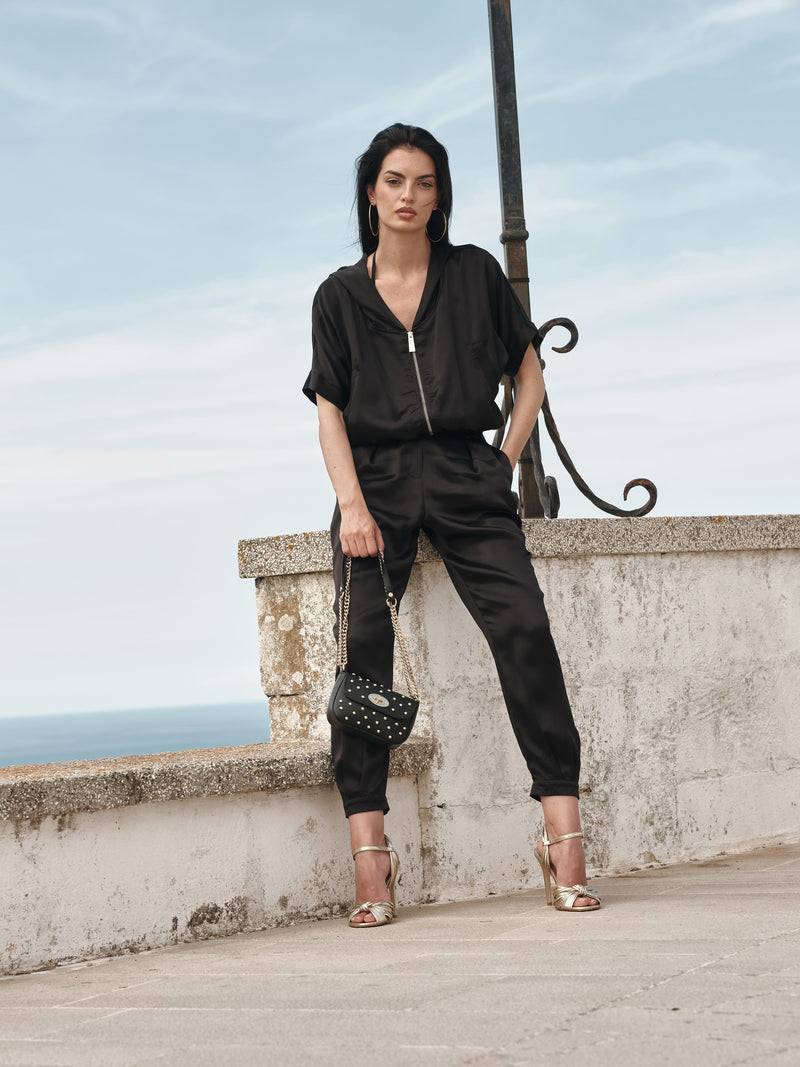 Paola T. Pantalone jogger in raso di viscosa Qualità Garantita