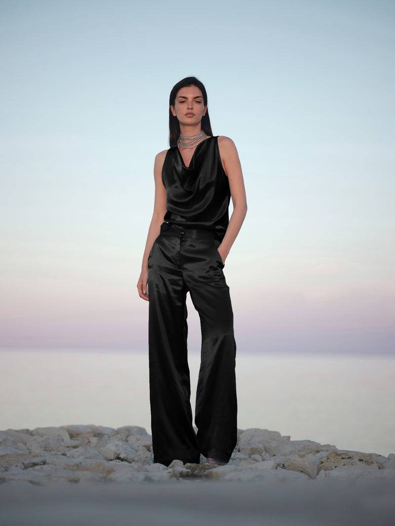 Paola T. Blusa scollatura morbida in raso Offerta