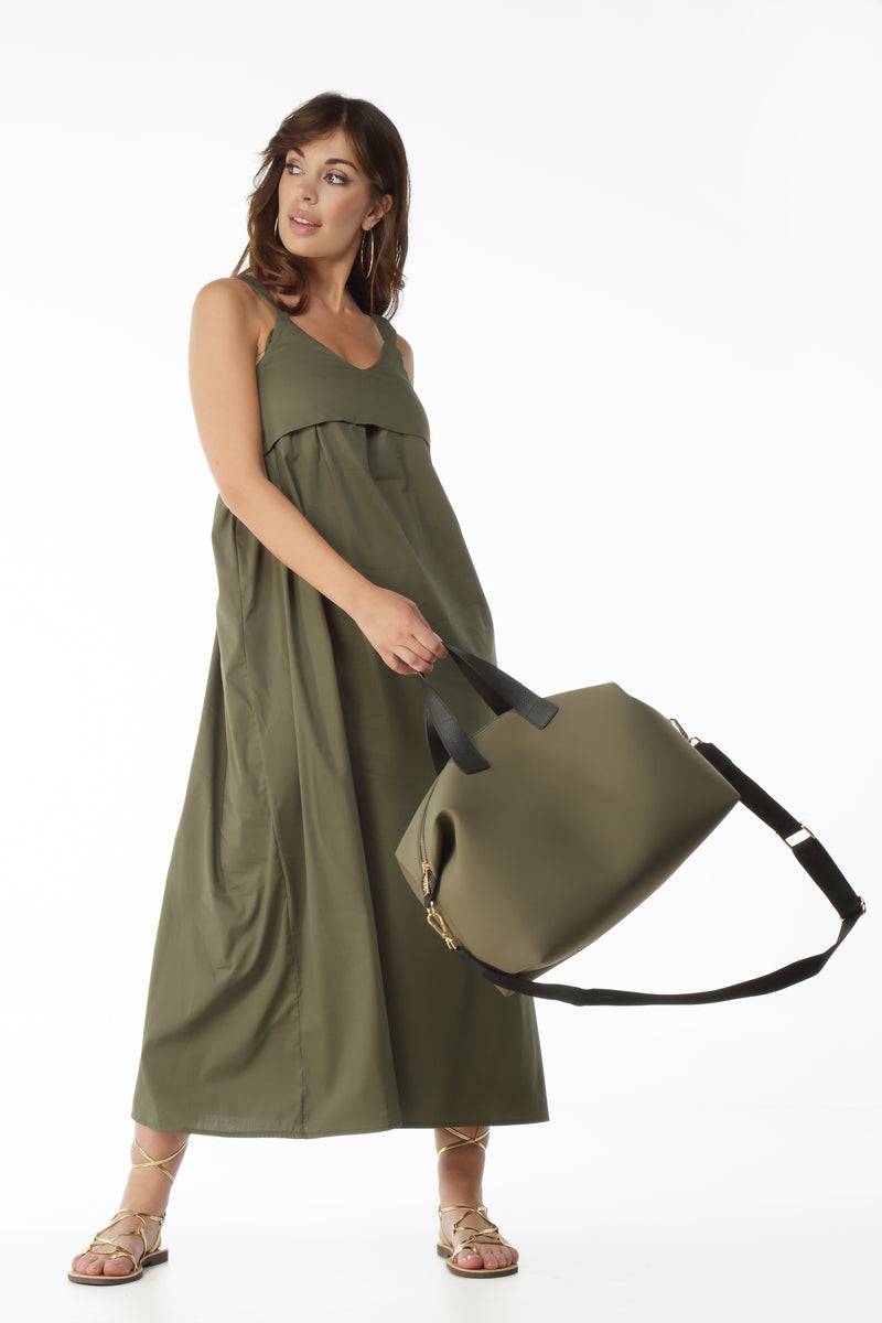 Paola T. Bauletto medium in neoprene con dettagli oro In Linea