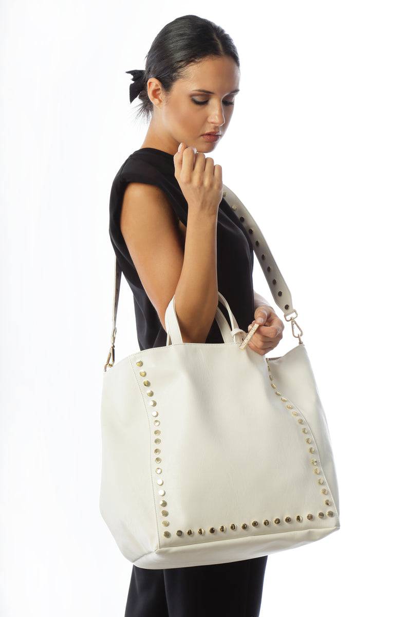 Paola T. Shopper con rivetti e pendente oro Qualità