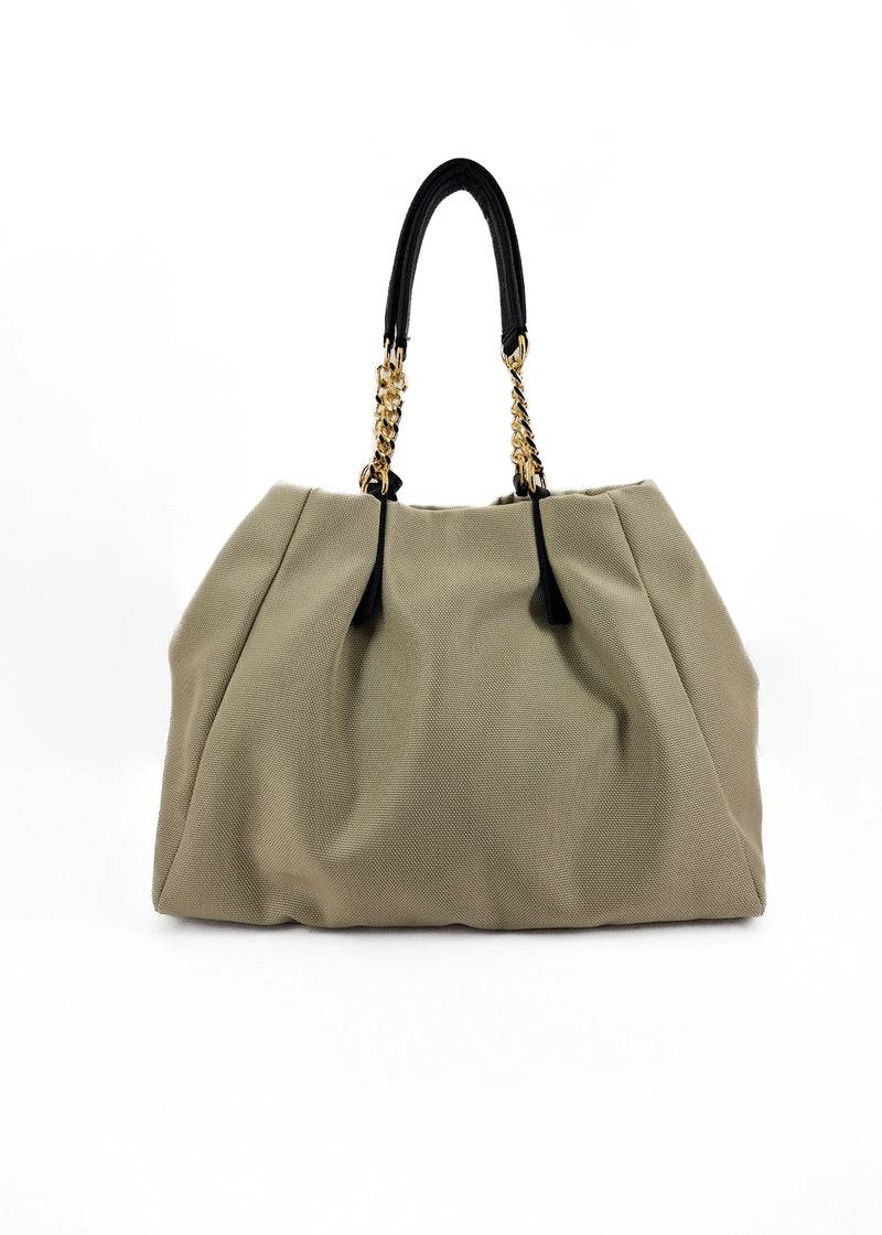 Paola T. Shopper in cordura con dettagli oro Pezzi Unici