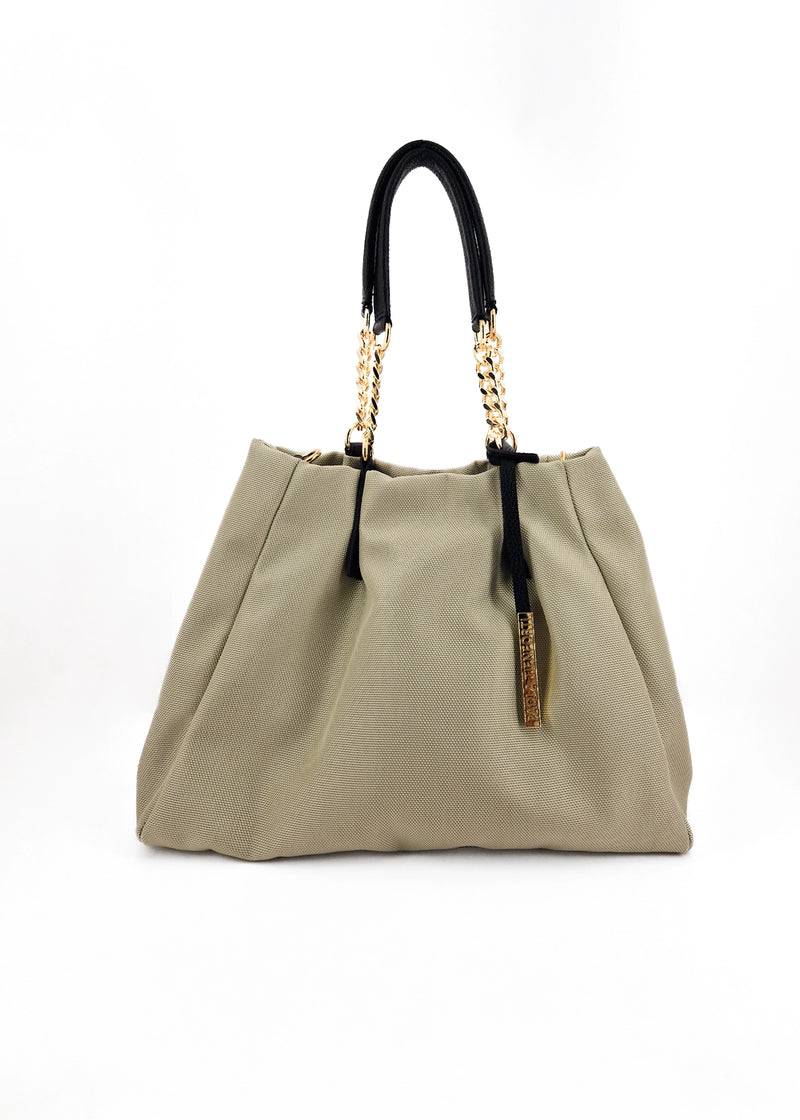 Paola T. Shopper in cordura con dettagli oro Pezzi Unici