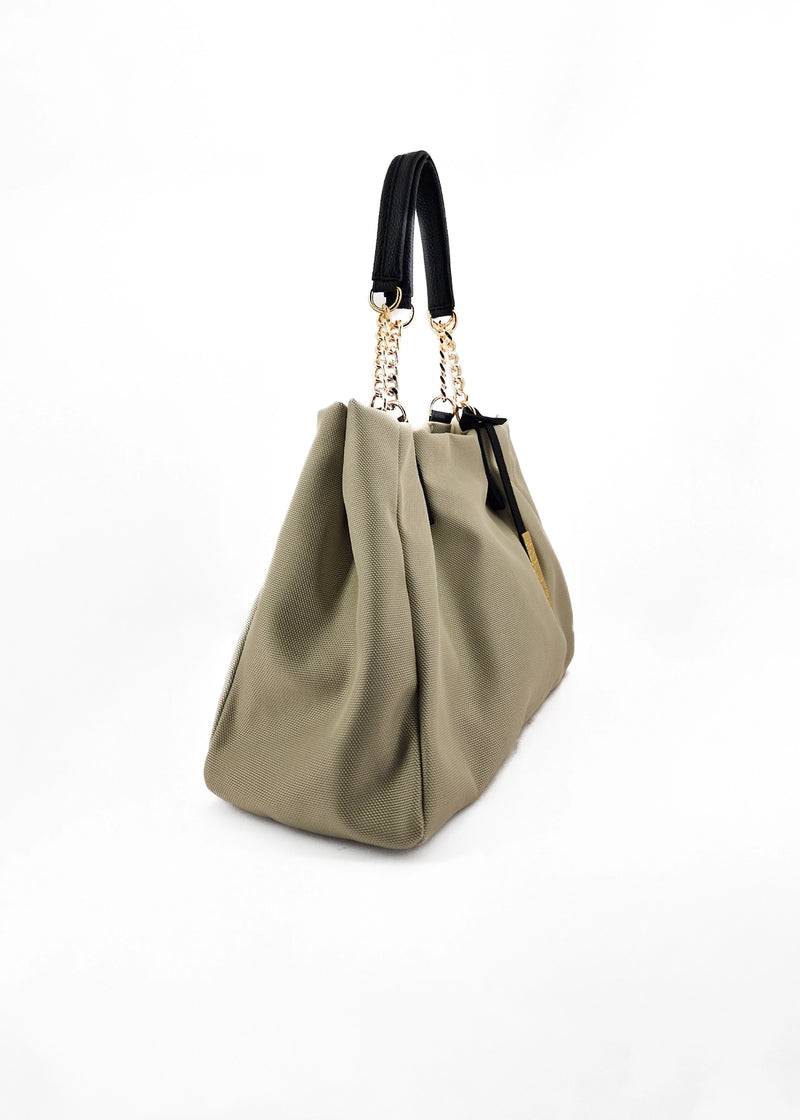 Paola T. Shopper in cordura con dettagli oro Pezzi Unici