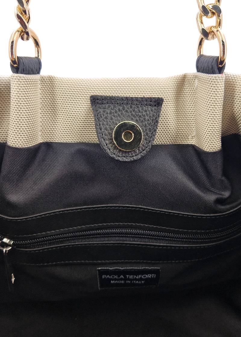 Paola T. Shopper in cordura con dettagli oro Pezzi Unici