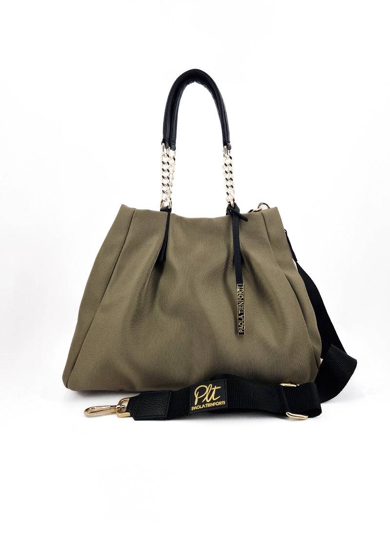 Paola T. Shopper in cordura con dettagli oro Shopping Online