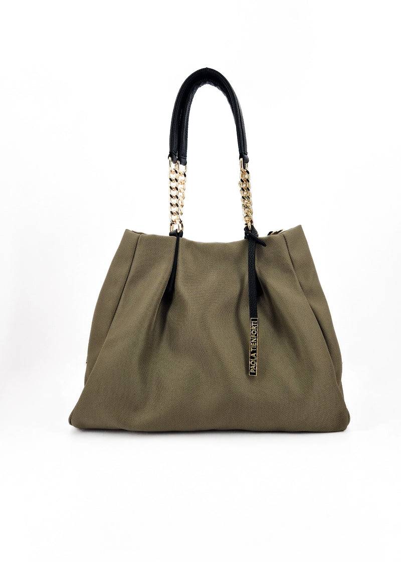 Paola T. Shopper in cordura con dettagli oro Shopping Online