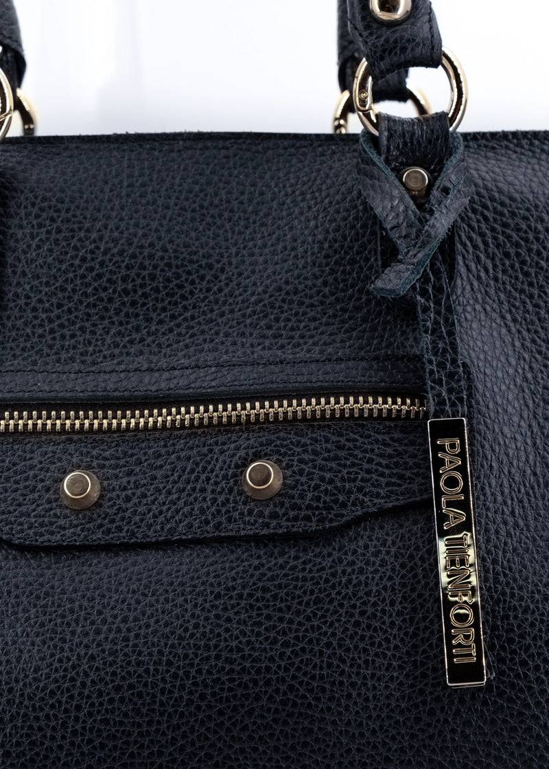 Paola T. Shopper in pelle morbida con dettagli oro Prezzo Ridotto