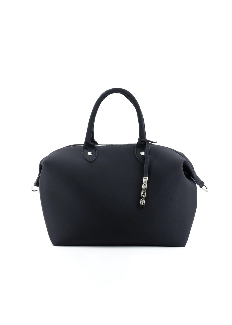 Paola T. Bauletto medium in neoprene con dettagli argento Presa