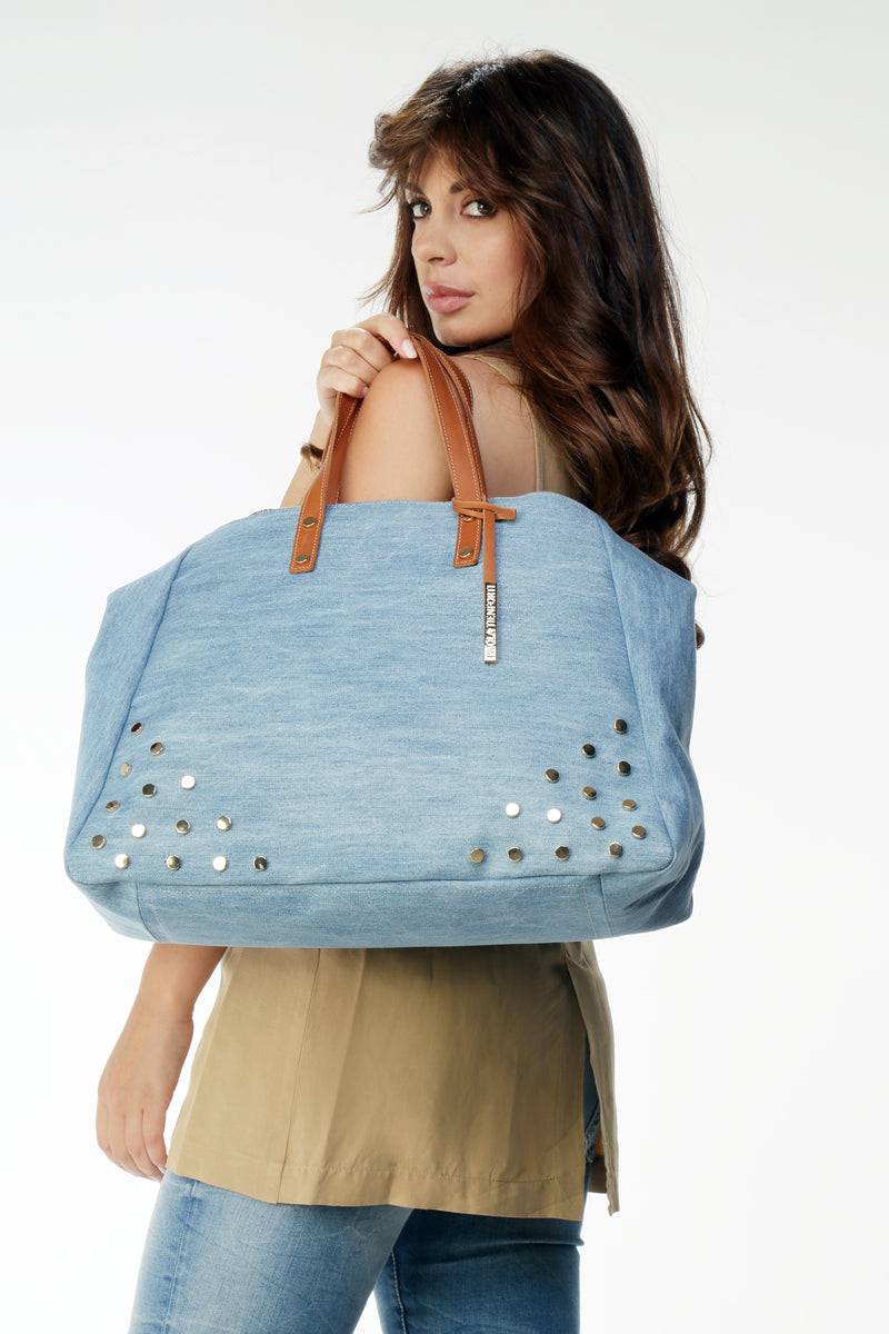 Paola T. Shopper con rivetti e pendente oro Saldi Di Fabbrica