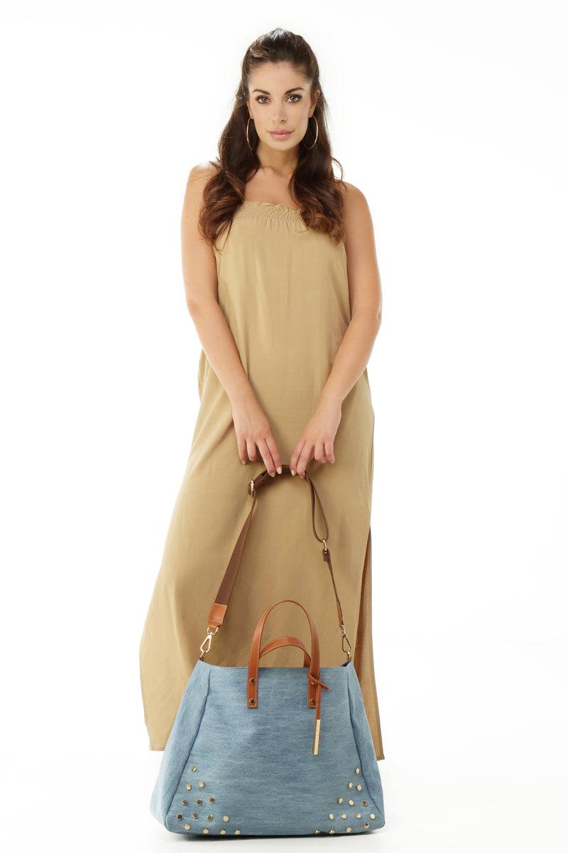 Paola T. Shopper con rivetti e pendente oro Saldi Di Fabbrica