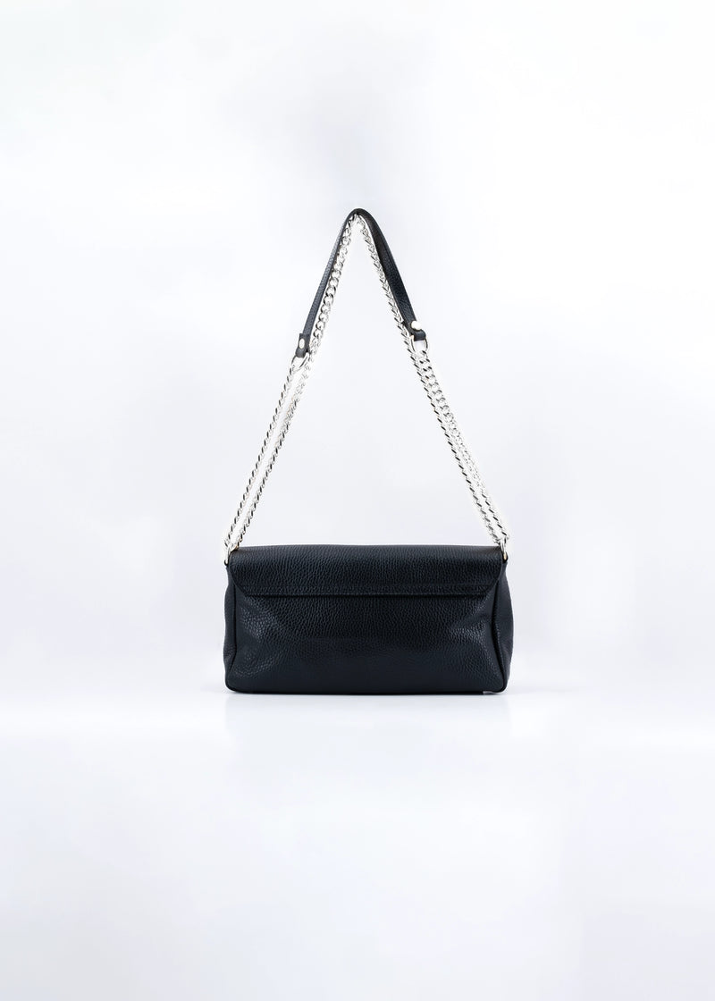 Paola T. Baguette medium in pelle morbida con dettagli argento Nuova