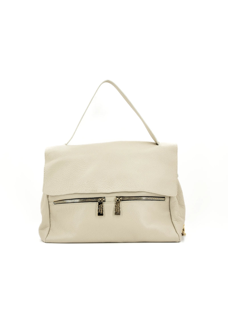 Paola T. Shopper medium in pelle morbida con dettagli oro Moda