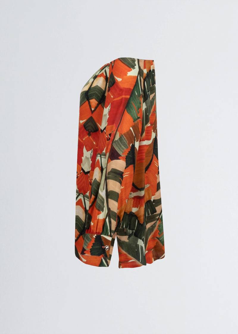 Paola T. Camicia in viscosa stampa Palm Orange In Linea