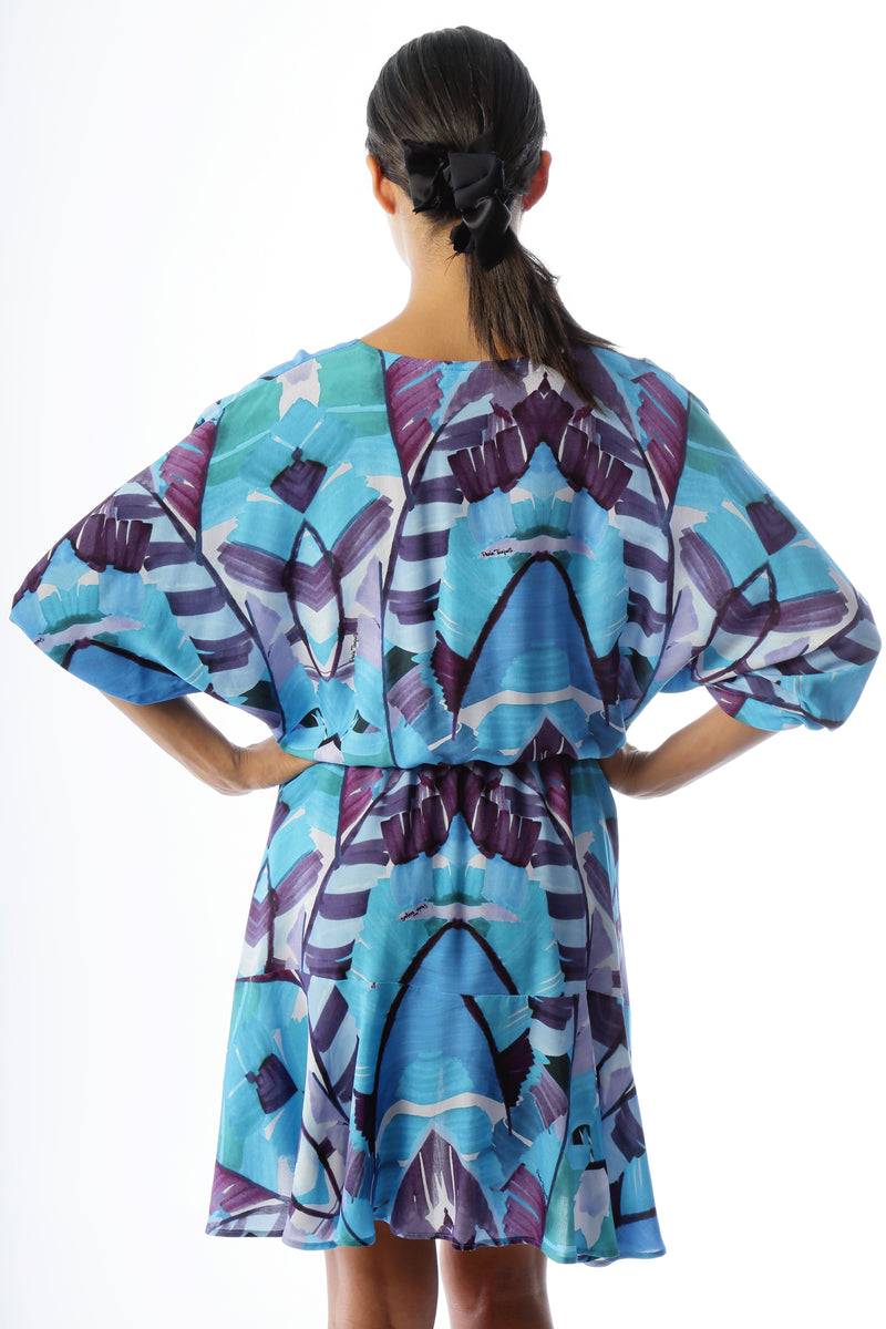 Paola T. Abito in viscosa Palm Blue Soddisfazione Garantita
