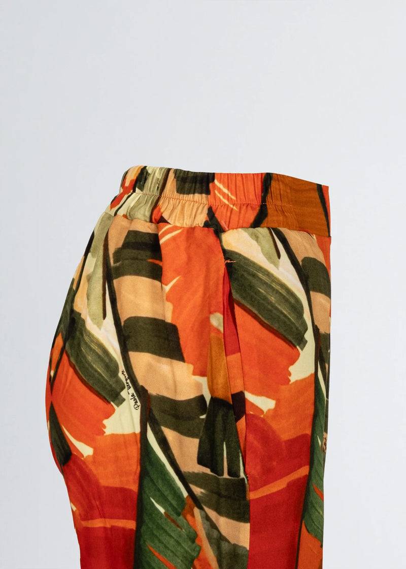 Paola T. Pantalone palazzo in viscosa stampa palm Convenienza