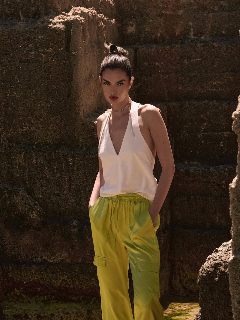 Paola T. Pantalone cargo in raso di viscosa Presa