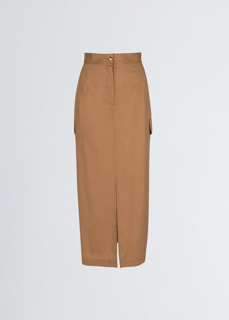 Paola T. Gonna in cotone stretch con tasconi Italia