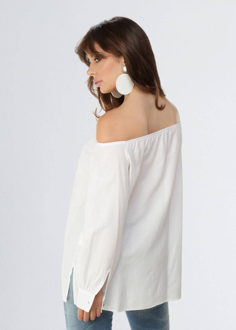 Paola T. Camicia in lino e viscosa Vendita Calda