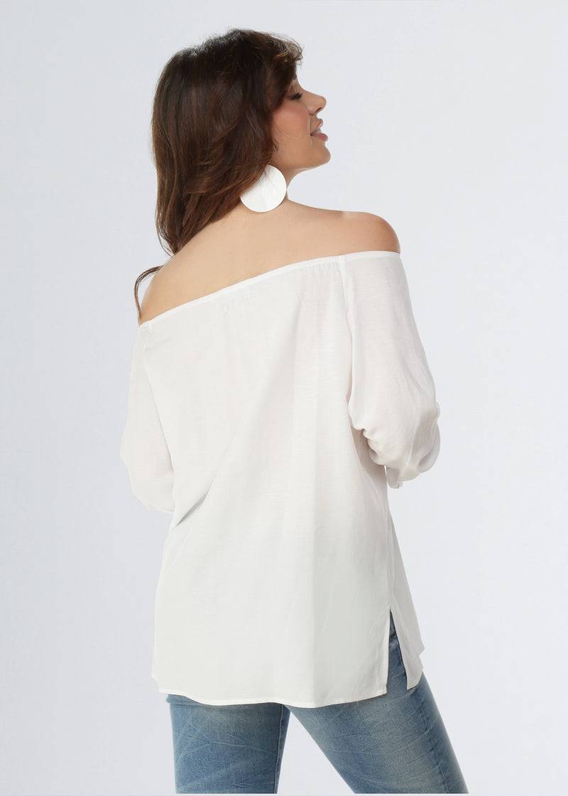 Paola T. Camicia in lino e viscosa Vendita Calda