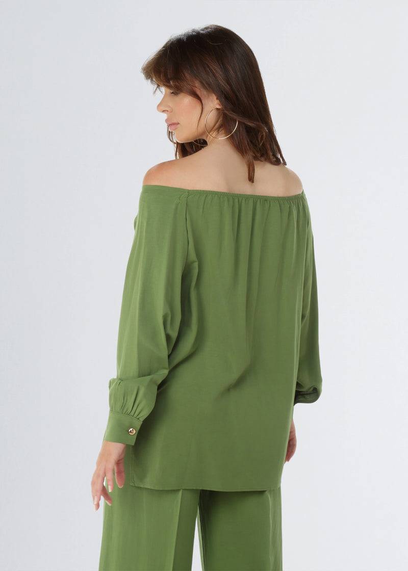 Paola T. Camicia in lino e viscosa Saldi Di Fabbrica