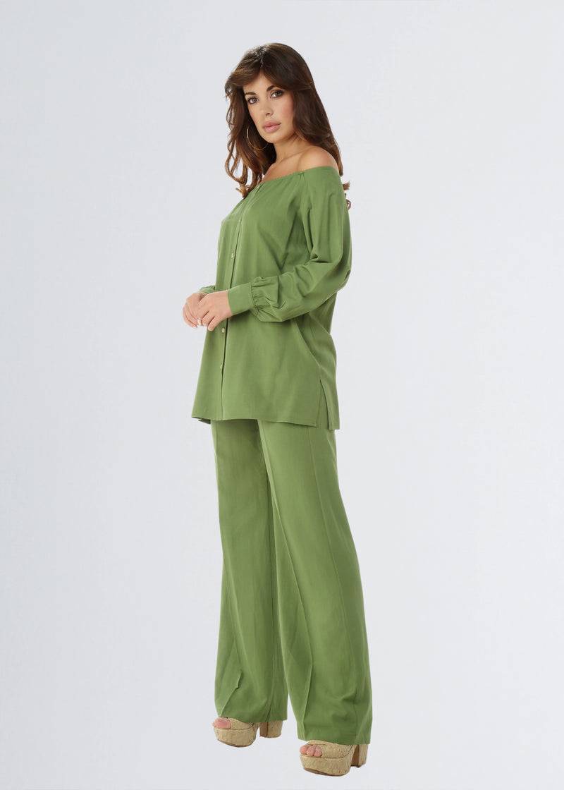 Paola T. Camicia in lino e viscosa Saldi Di Fabbrica