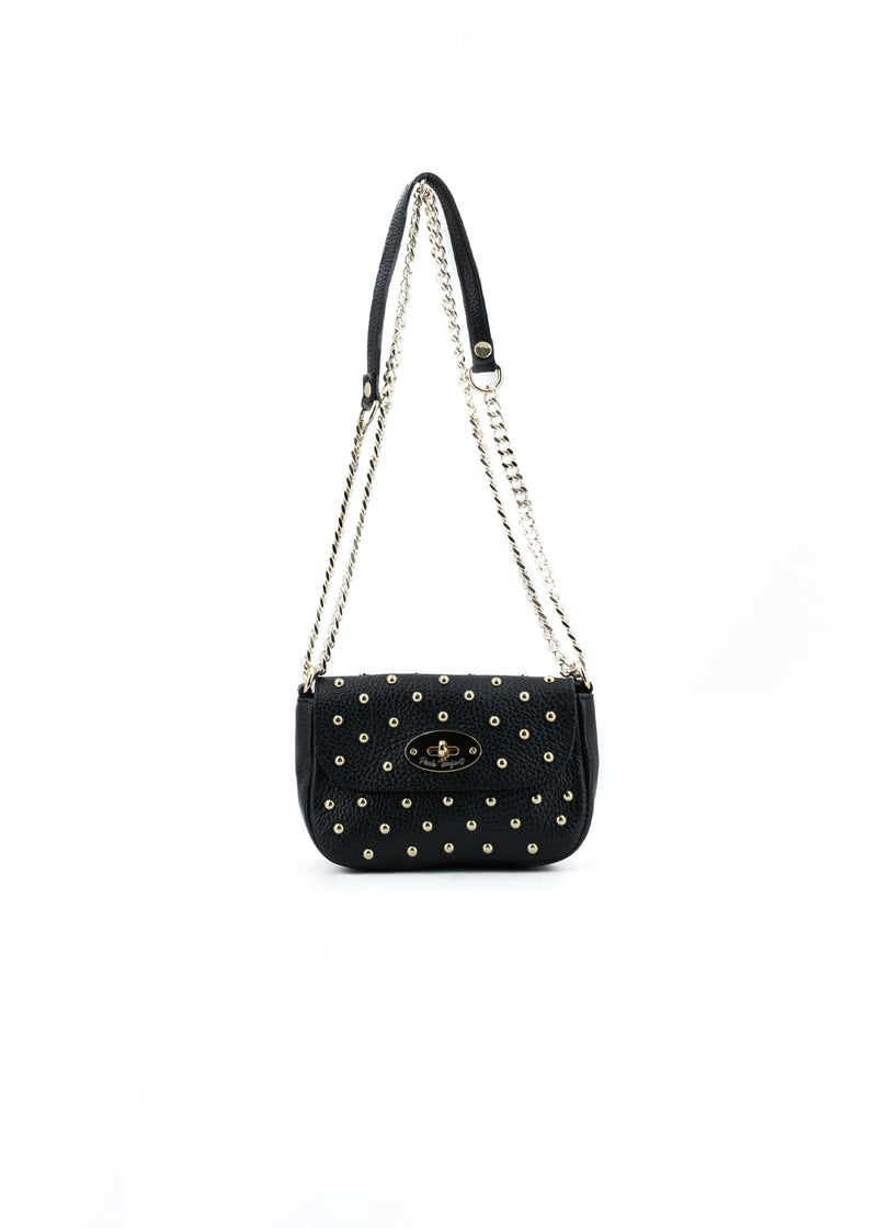 Paola T. Baguette mini in pelle con rivetti oro Prezzo Ridotto