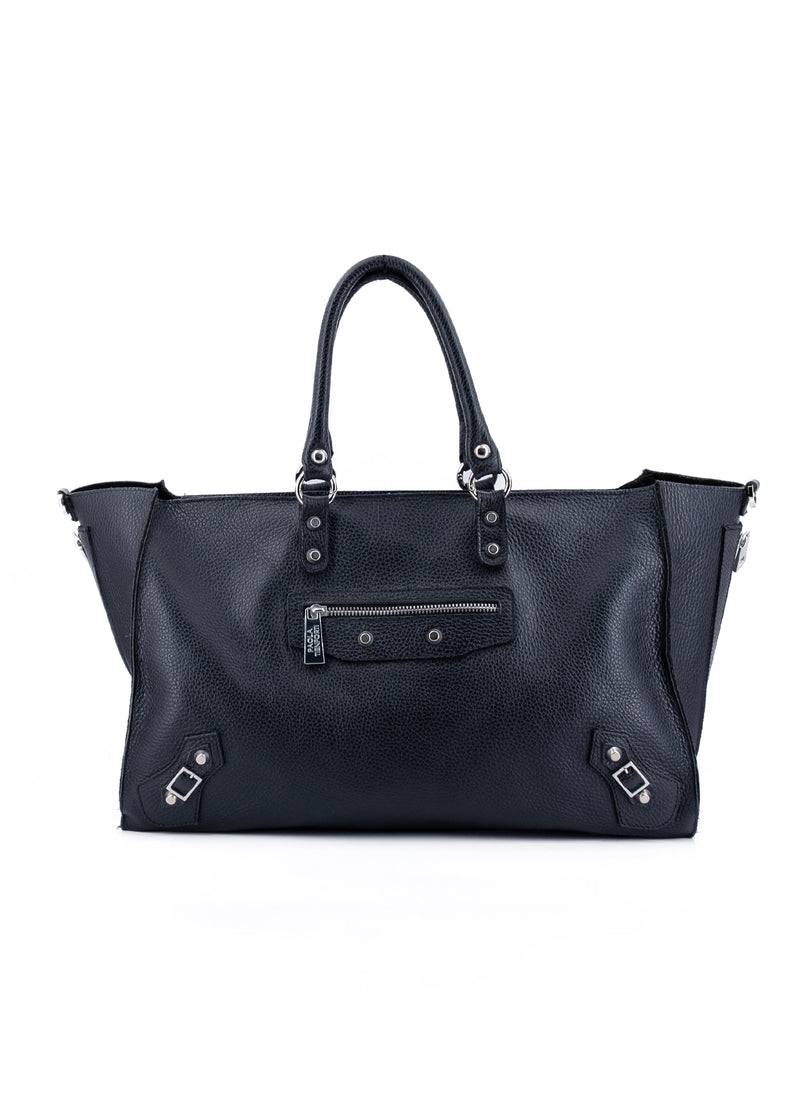 Paola T. Shopper in pelle morbida con dettagli argento Presa