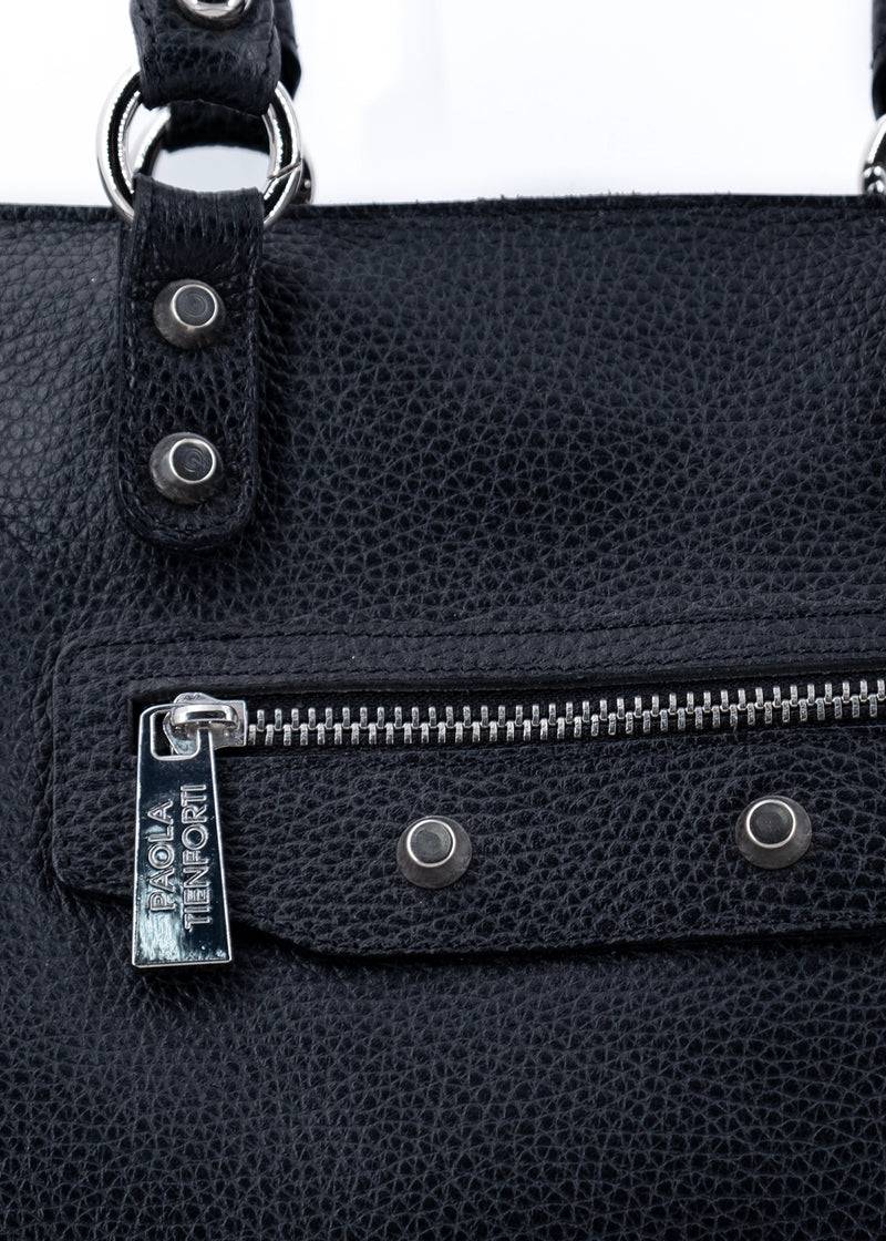 Paola T. Shopper in pelle morbida con dettagli argento Presa