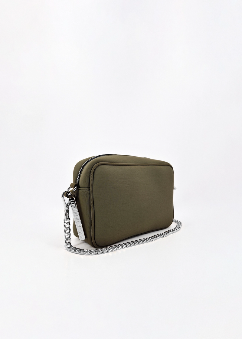 Paola T. Borsa a tracolla in neoprene con dettagli argento Fornitura limitata