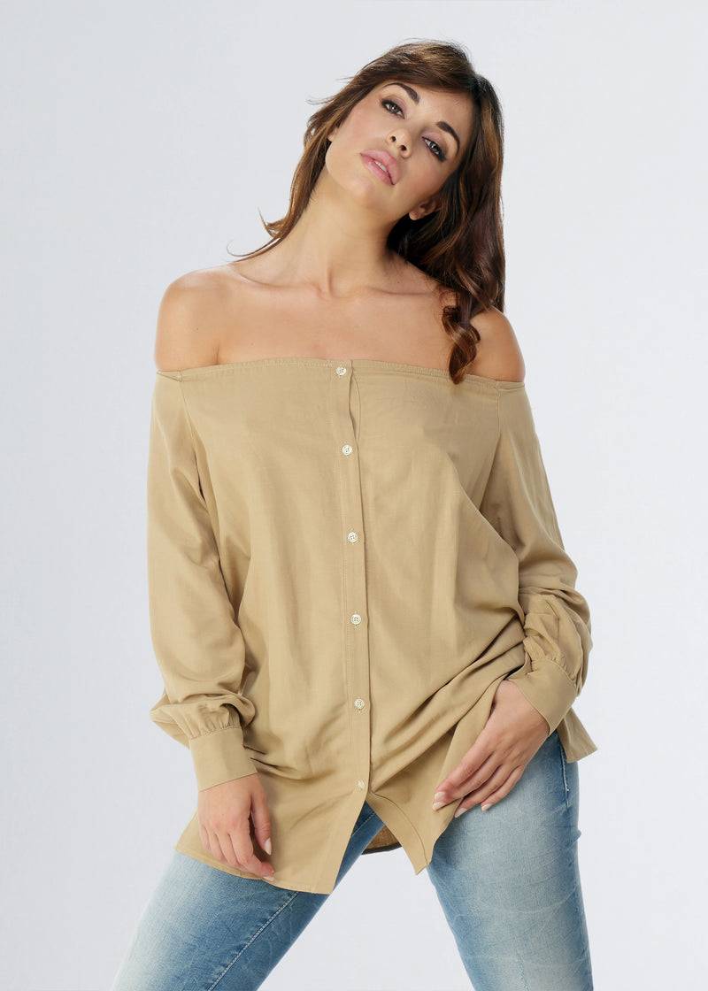 Paola T. Camicia in lino e viscosa Negozio