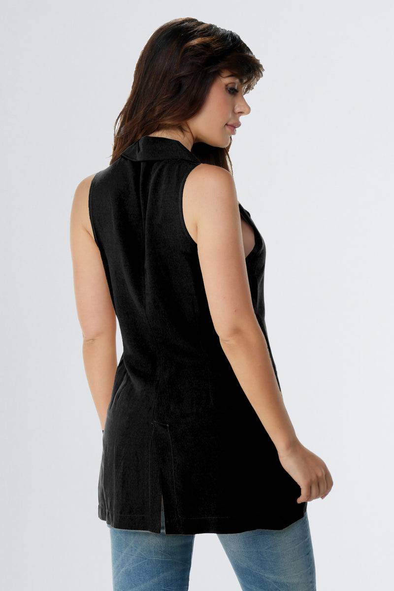 Paola T. Gilet in lino e viscosa 2025