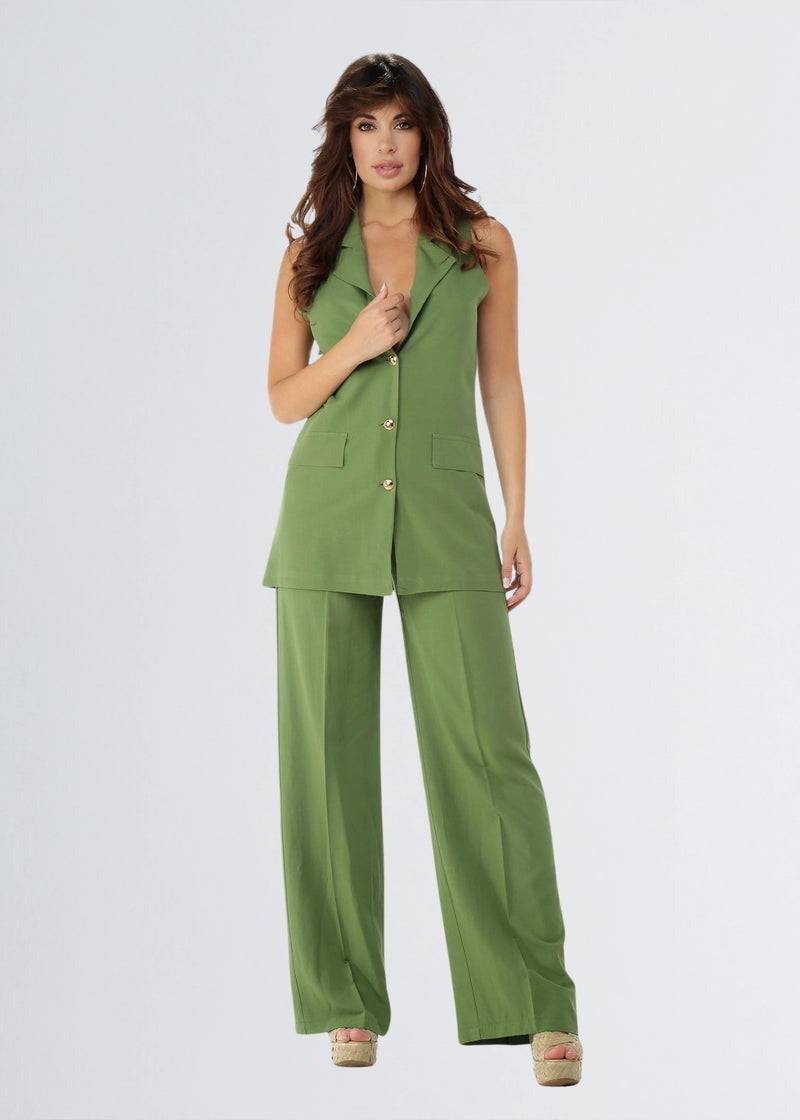 Paola T. Gilet in lino e viscosa Italy