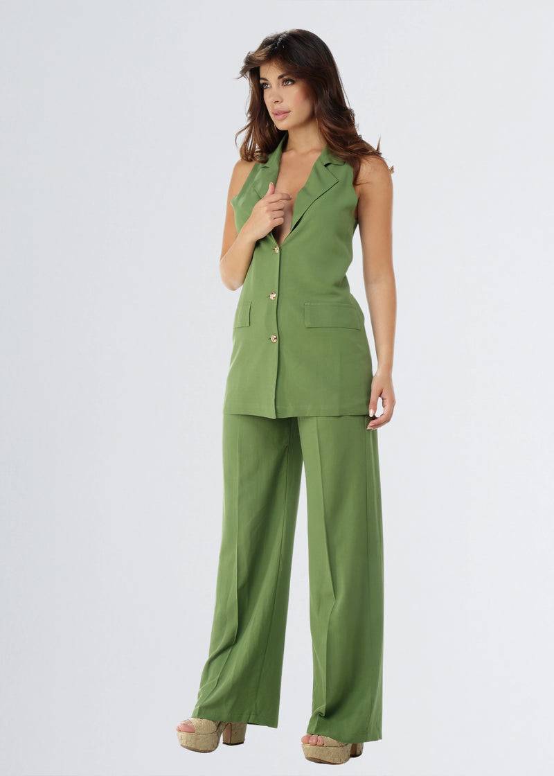 Paola T. Gilet in lino e viscosa Italy