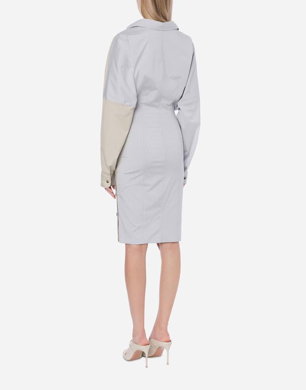 Philosophy Di Lorenzo Serafini Abito in taffetà stretch rigato con bottoni Saldi Di Fabbrica