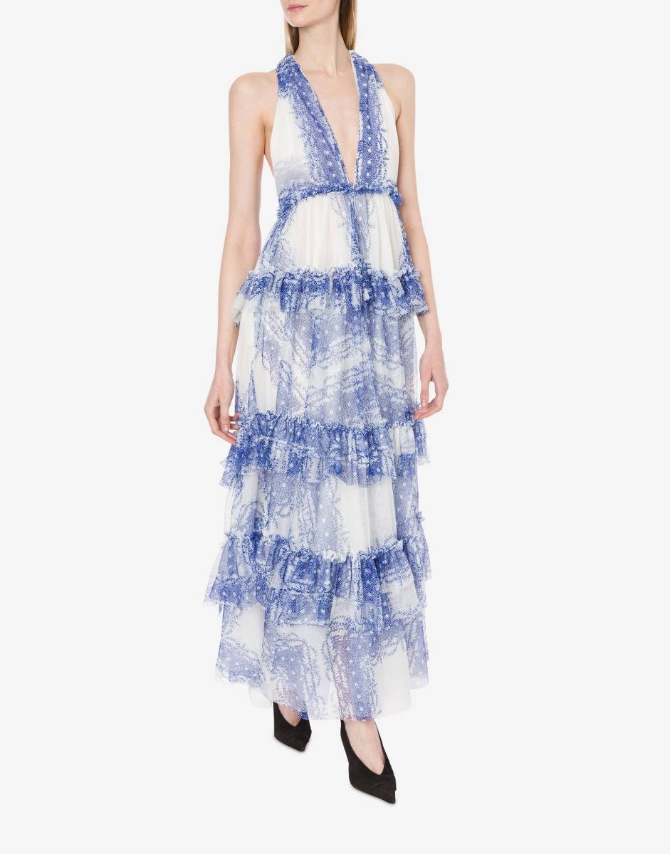 Philosophy Di Lorenzo Serafini Abito a balze in tulle stampato In Vendita