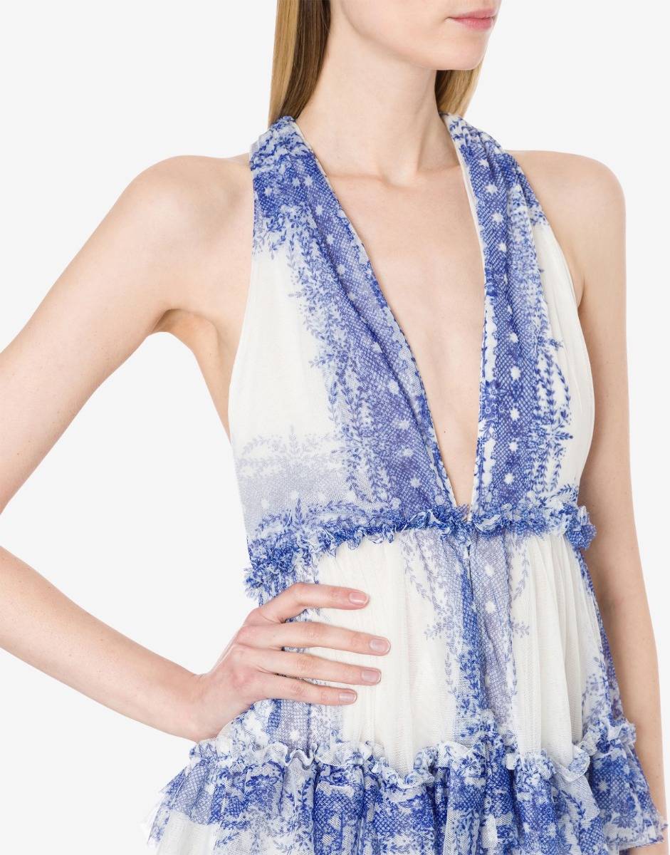 Philosophy Di Lorenzo Serafini Abito a balze in tulle stampato In Vendita
