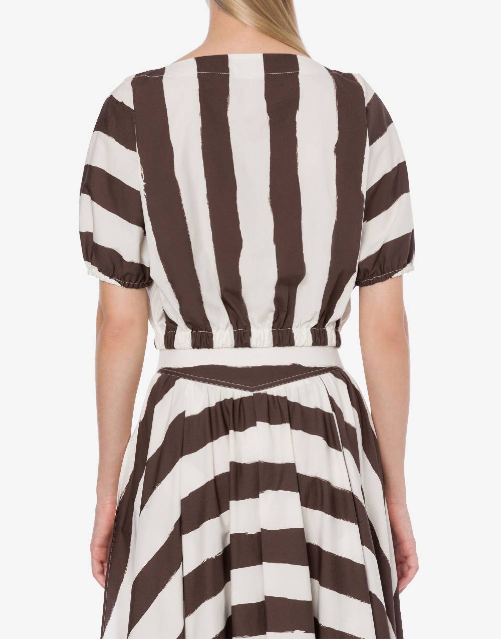 Philosophy Di Lorenzo Serafini Blusa crop a righe in cotone stretch 2025