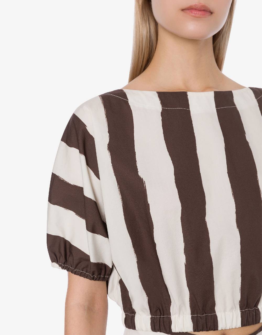 Philosophy Di Lorenzo Serafini Blusa crop a righe in cotone stretch 2025