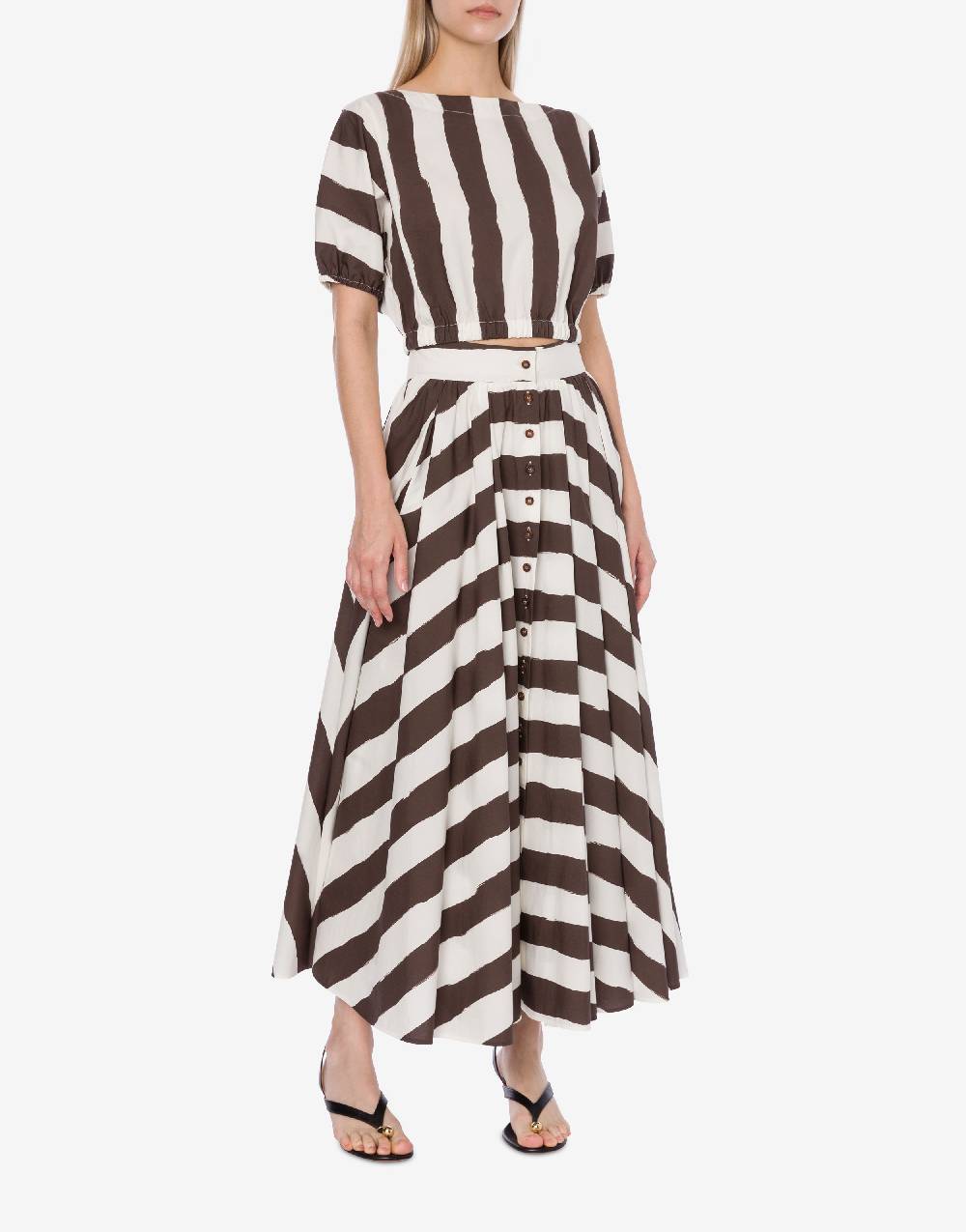 Philosophy Di Lorenzo Serafini Blusa crop a righe in cotone stretch 2025