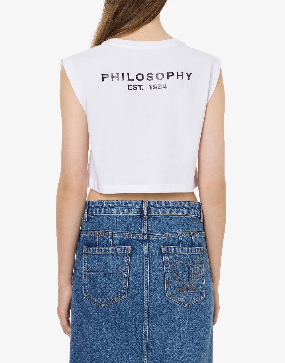 Philosophy Di Lorenzo Serafini Top crop in jersey con logo Offerta
