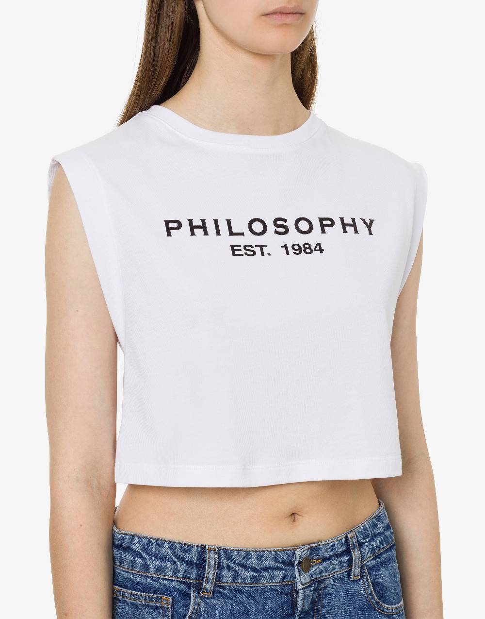 Philosophy Di Lorenzo Serafini Top crop in jersey con logo Offerta
